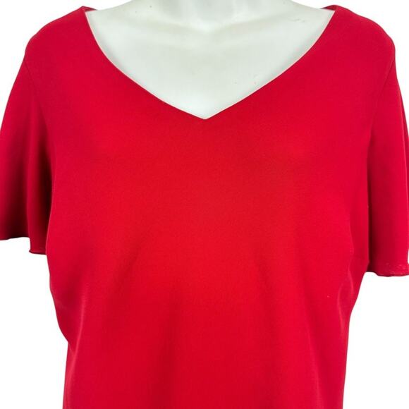 SL Fashions Womens Petite Y2K Short Sleeve USA Made Red V-Neck Dress sz 14 WP - Picture 5 of 16